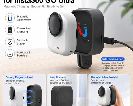Action Camera Magnetic Charging Dock Mount Adapter, For Insta360 GO Ultra