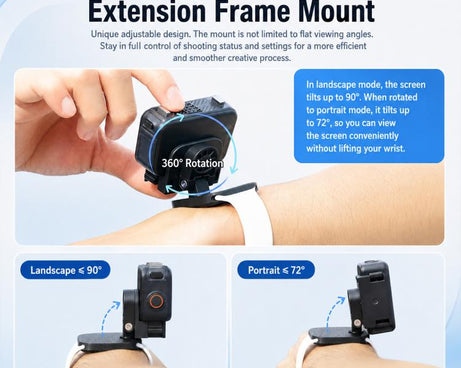 Multi-Function Camera Expansion Mount with Backpack Clip & Wrist Strap, For DJI Osmo Nano