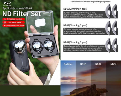 2 PCS/Pack For Insta360 X6 JSR Clip-on ND Lens Filter, ND16, ND32, ND64