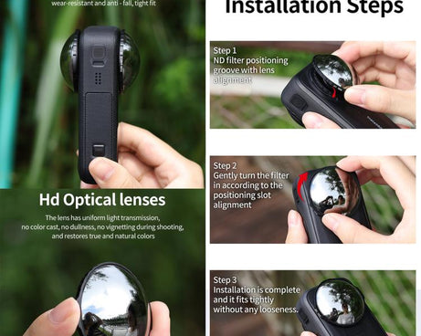 For Insta360 X6 JSR Clip-on ND Lens Filter, 4 in 1 ND32 + PC Lens Guard, 6 in 1 ND16/32/64