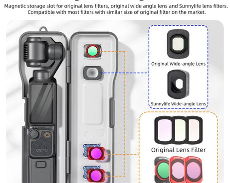 Sunnylife Shock-proof Storage Box Protective Cover with Filter Box, For DJI Osmo Pocket 4 / 3
