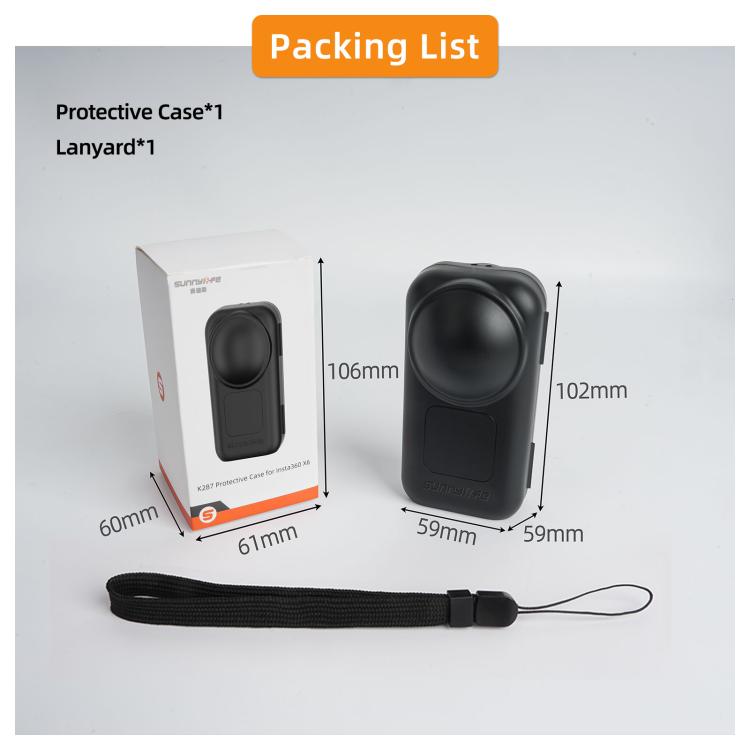Sunnylife Integrated Lens Screen Protective Cover with Lanyard, For Insta360 X6