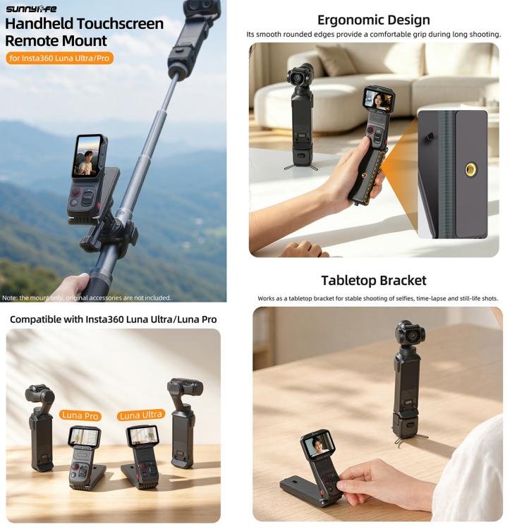 Sunnylife Handheld Touchscreen Remote Mount Quick-Release Bracket, For Insta360 Luna Ultra / Pro