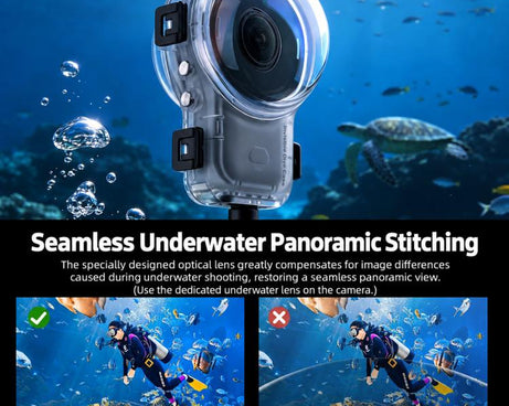 Invisible Dive Housing 60m Waterproof Case with Dedicated Lens & 2-Prong Base, For Insta360 X6 2-Prong Base