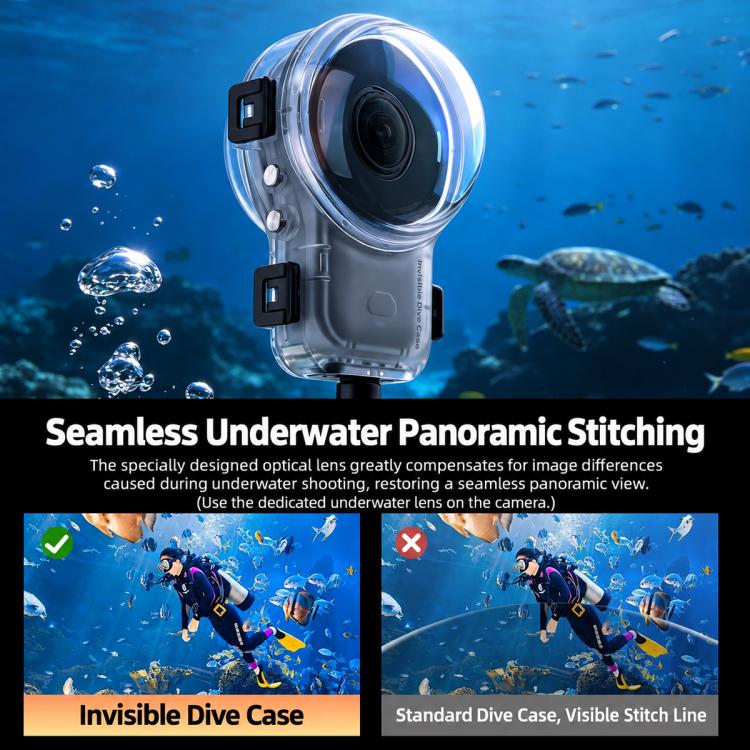 Invisible Dive Housing 60m Waterproof Case with Dedicated Lens & 2-Prong Base, For Insta360 X6 2-Prong Base