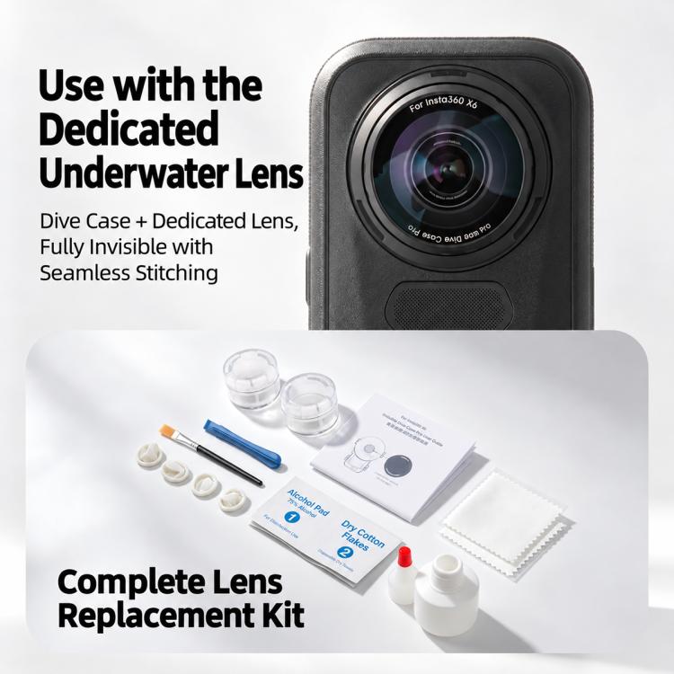 Invisible Dive Housing 60m Waterproof Case with Dedicated Lens & 2-Prong Base, For Insta360 X6 2-Prong Base