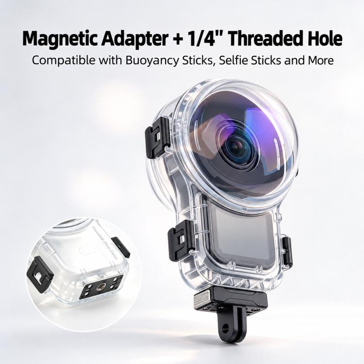 Invisible Dive Housing 60m Waterproof Case with Dedicated Lens & Magnetic Base, For Insta360 X6 Magnetic Base