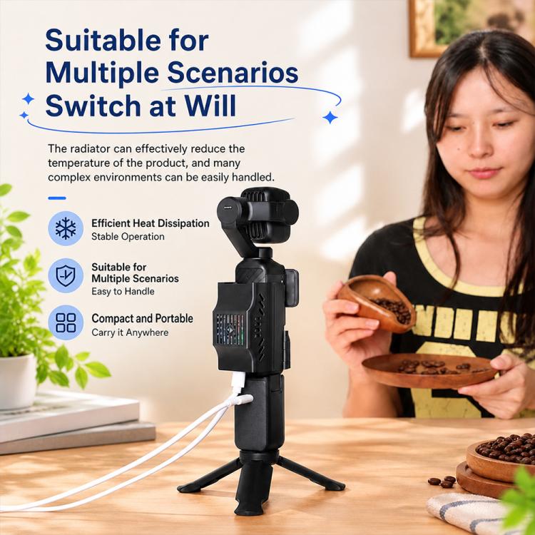 Cooling Fan Expansion Frame Live Streaming Mount, For DJI Osmo Pocket 4P / 4 / 3