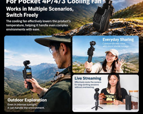 Cooling Fan Expansion Frame Live Streaming Mount, For DJI Osmo Pocket 4P / 4 / 3