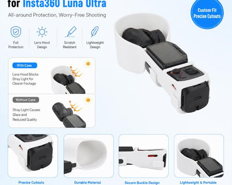 Scratch-Resistant Anti-Bump Snap Protective Frame Cover with Lens Hood, For Insta360 Luna Ultra