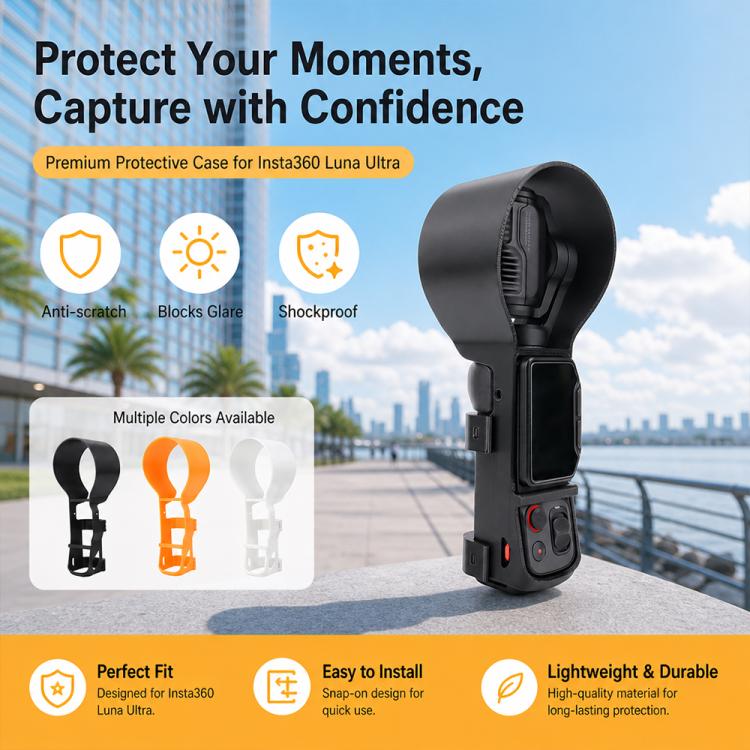 Scratch-Resistant Anti-Bump Snap Protective Frame Cover with Lens Hood, For Insta360 Luna Ultra