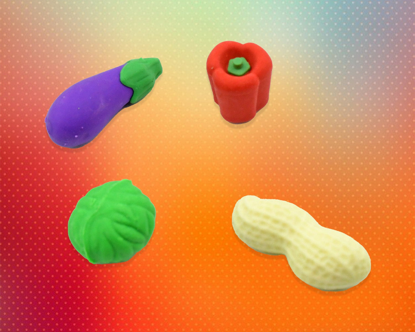 Mini Cute Vegetable & Fruit Erasers (4 Pc): Pencil Rubbers for Kids