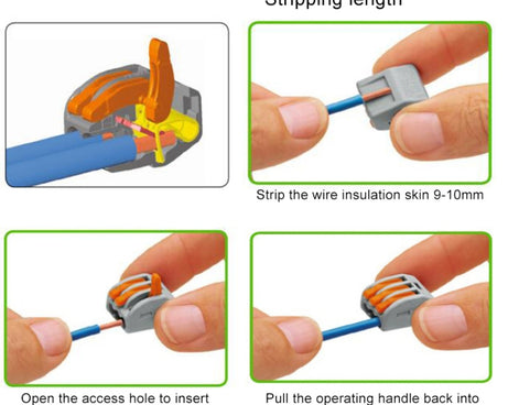 10 PCS 4 Port PCT Series Architectural Wiring Connector LED Lamp Conductor Distributor Junction Box Wire Joint, 4 Port