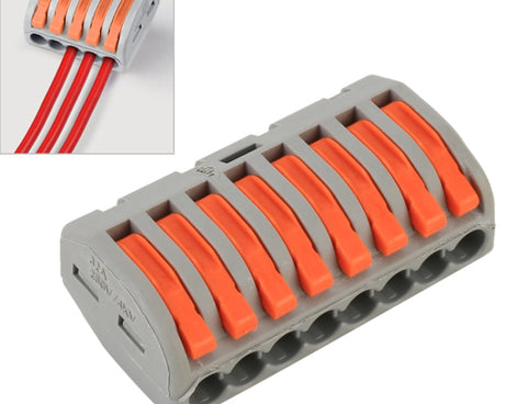 10 PCS 8 Port PCT Series Architectural Wiring Connector LED Lamp Conductor Distributor Junction Box Wire Joint, 8 Port