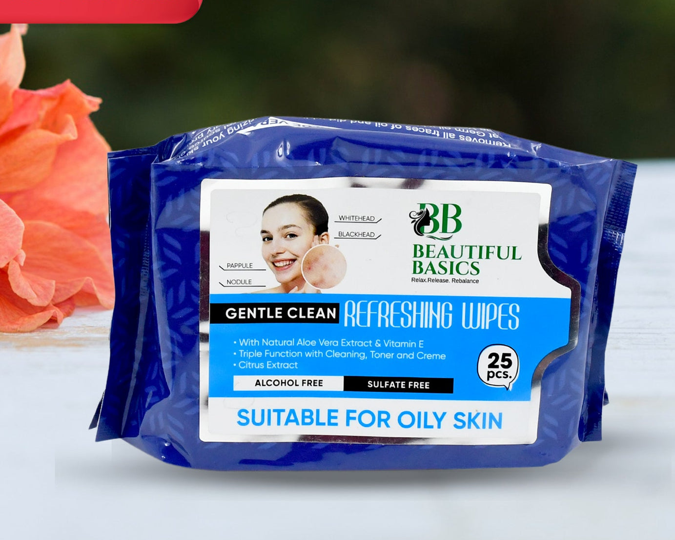 Refreshing Wet Wipes for Face | Facial Cleansing | Refreshing & Skin Hydration| Soothing for skin | pH Balance & Alcohol Free | Nourishing with Fruit extract | 25 Wipes