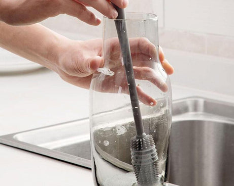 Brush designed for cleaning narrow bottles.