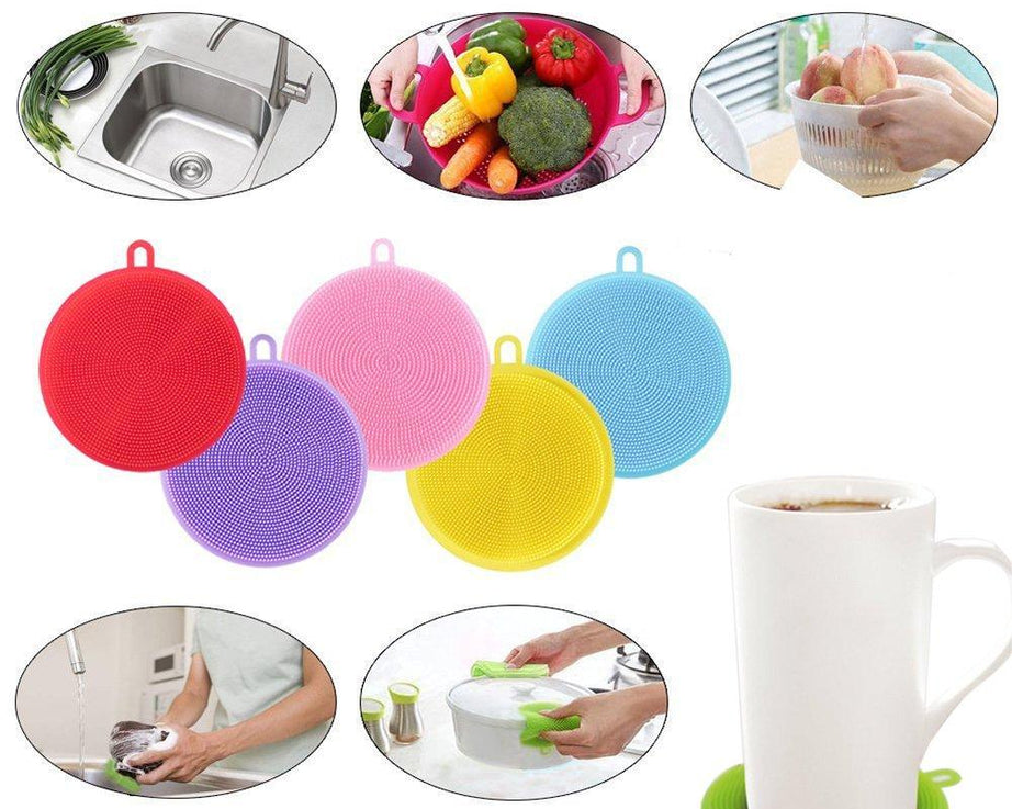 Heat-resistant silicone dish scrubber, mildew-free and non-stick.