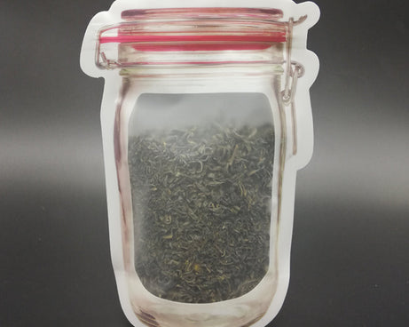 Reusable Airtight Seal Plastic Food Storage Mason Jar Zipper (500ml)