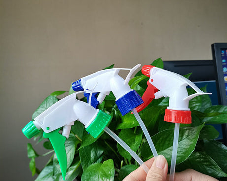 Plastic spray bottle head, trigger style, replacement nozzle with pipe for easy application.