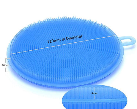 Silicone dish scrubber, mildew-free, with heat resistance and non-stick properties.