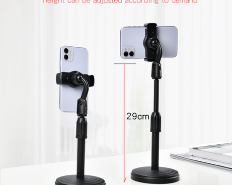 Desktop mobile phone holder, height adjustable, perfect for hands-free viewing on table tops.