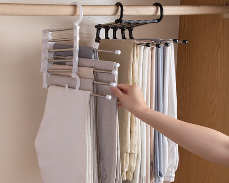 Adjustable trouser hanger with versatile design for closet organization