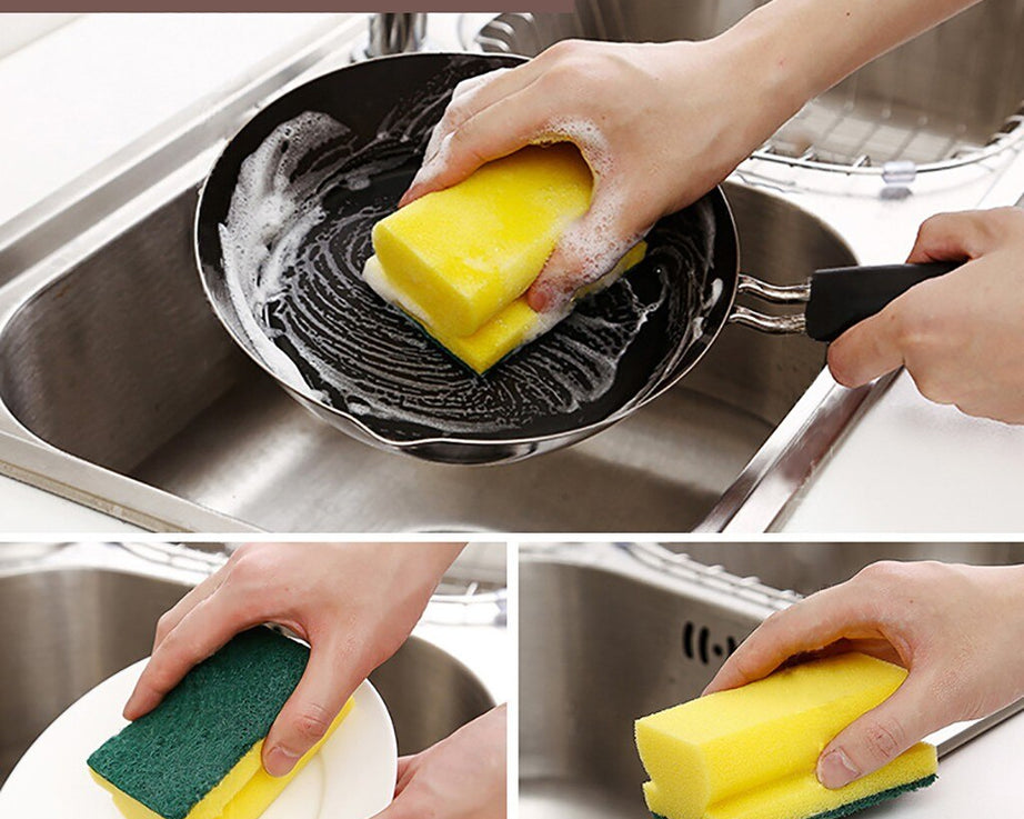 Dual-sided scrub sponge, 2 in 1, for kitchen and sink