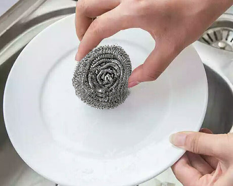 Stainless steel ball scrubber for tough kitchen cleaning