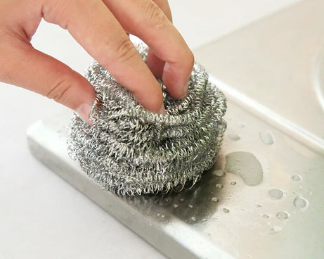 Kitchen steel ball scrubber, round shape, durable