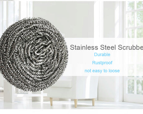 Round shape steel scrubber, stainless, for tough stains