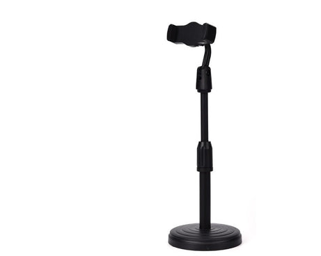 Height adjustable phone stand for desktops, ideal for hands-free usage on tables.