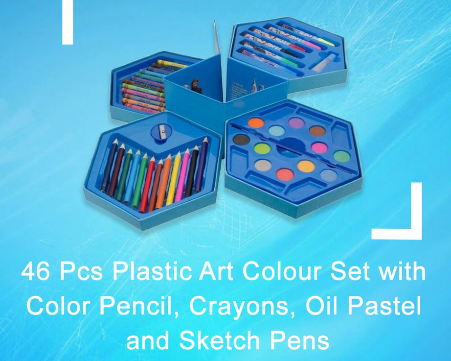 Plastic art set with various colors