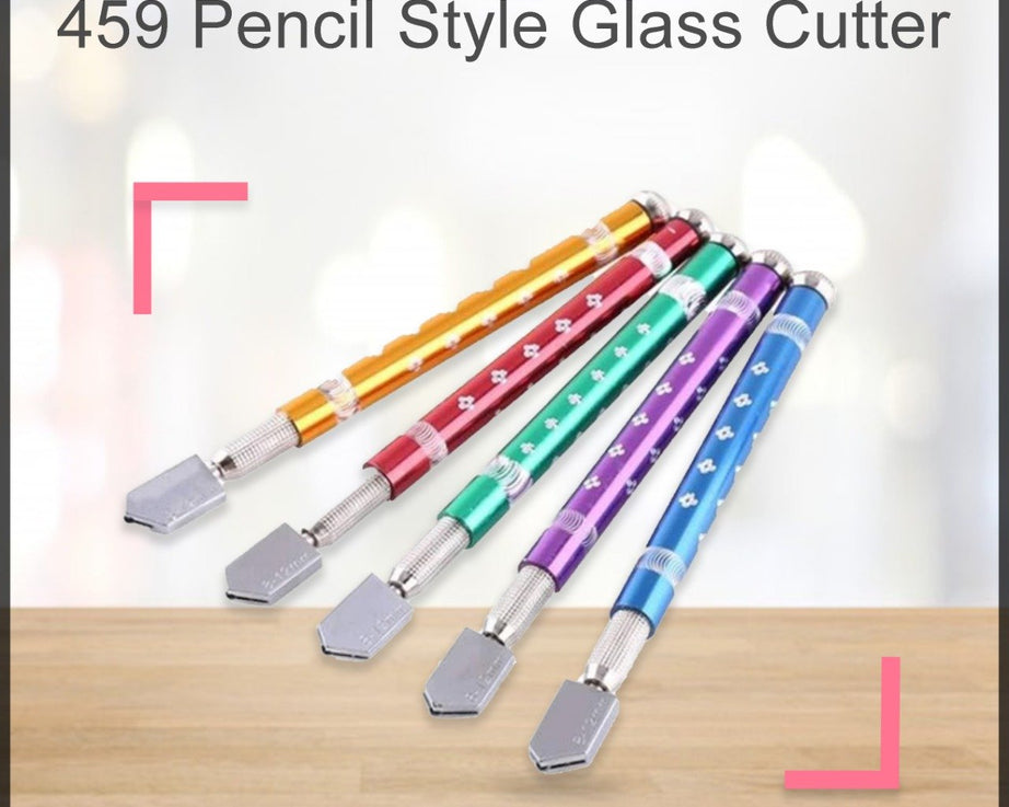 Glass cutter featuring a pencil-like handle.