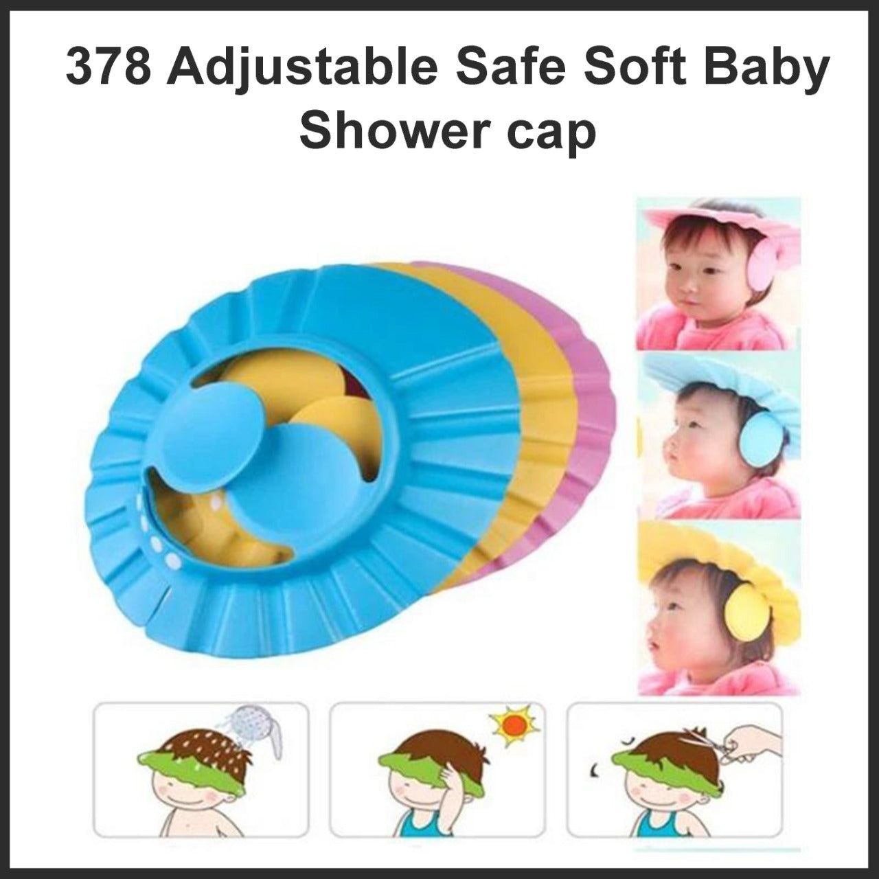0378 Adjustable Safe Soft Baby Shower cap Cartnow Technologies