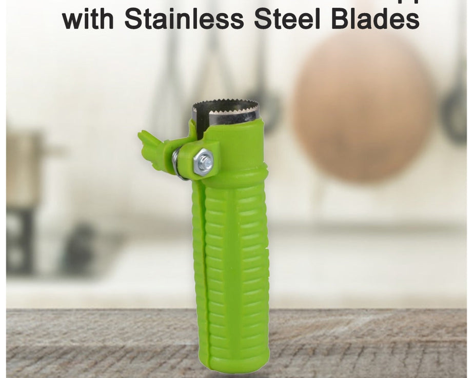 Efficient corn stripper tool with ergonomic design and sharp stainless steel blades.