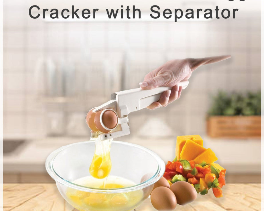 Plastic egg cracker with separator.