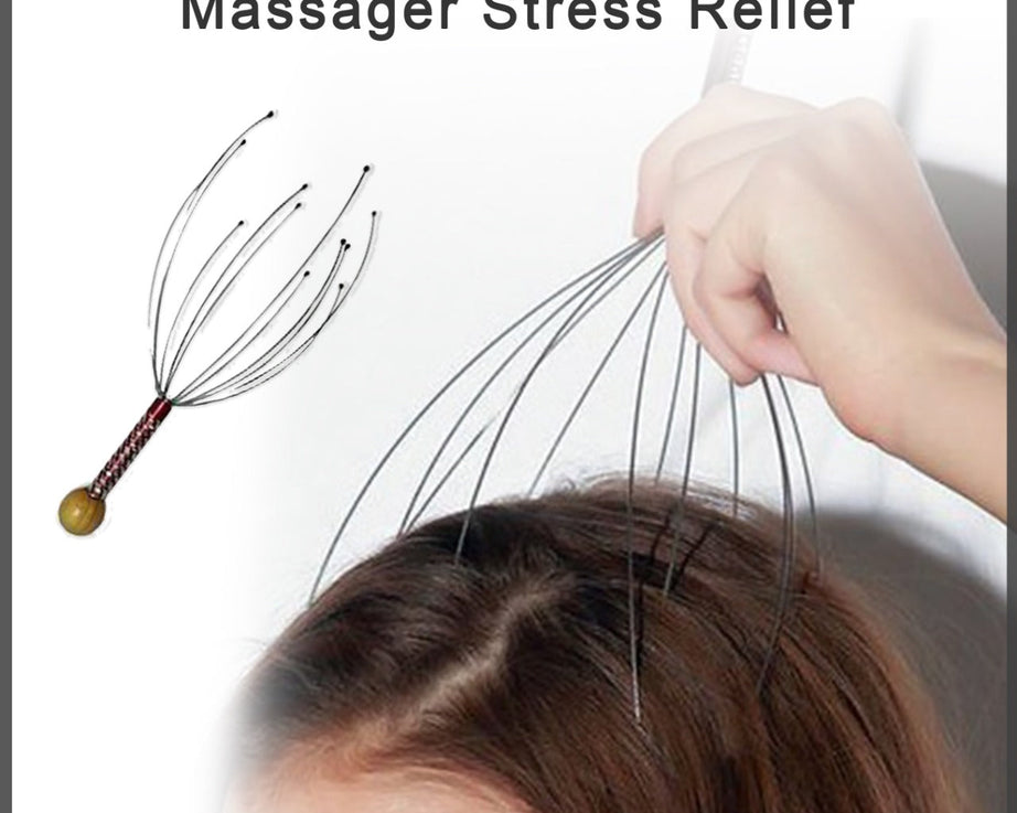 Stress relief head massager for scalp, handheld and easy to use.