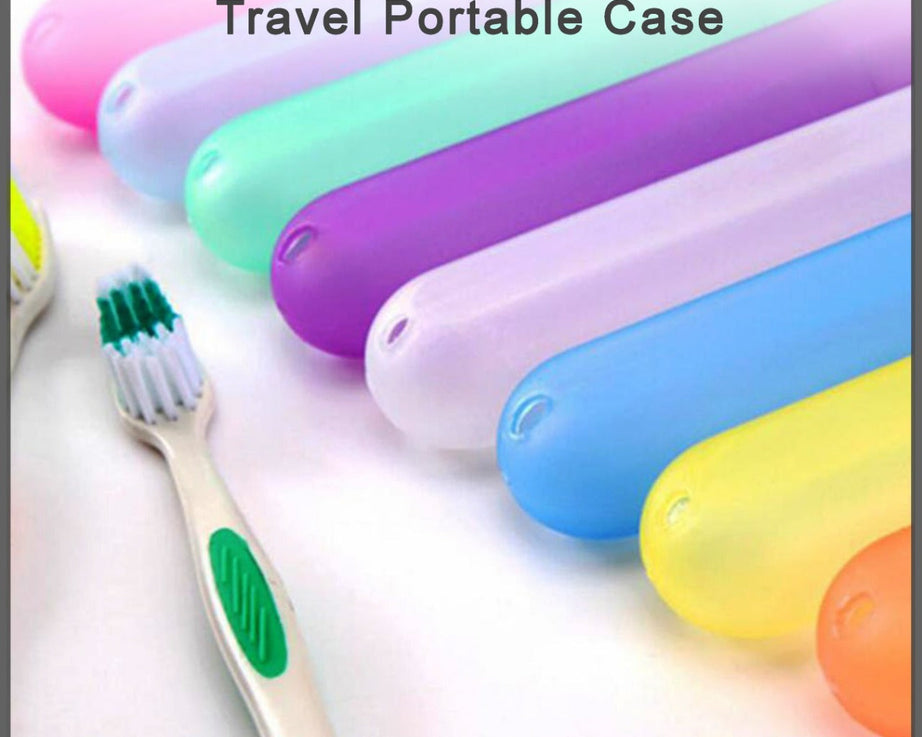Travel case for toothbrushes, made from hygienic plastic.