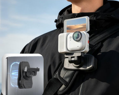 For Insta360 GO Ultra Sunnylife Magnetic Quick-Release Backpack Clip Action Camera Clamp Vertical-Horizontal Mount, For Insta360 GO Ultra