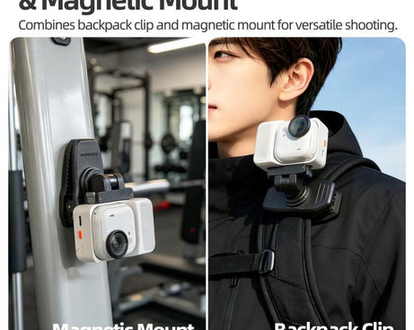 For Insta360 GO Ultra Sunnylife Magnetic Quick-Release Backpack Clip Action Camera Clamp Vertical-Horizontal Mount, For Insta360 GO Ultra