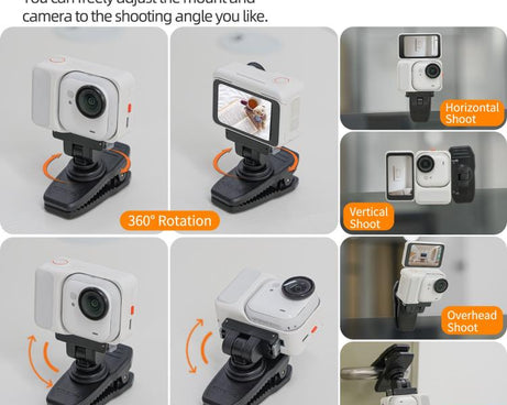 For Insta360 GO Ultra Sunnylife Magnetic Quick-Release Backpack Clip Action Camera Clamp Vertical-Horizontal Mount, For Insta360 GO Ultra