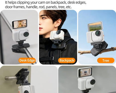 For Insta360 GO Ultra Sunnylife Magnetic Quick-Release Backpack Clip Action Camera Clamp Vertical-Horizontal Mount, For Insta360 GO Ultra