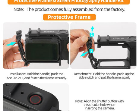 Sunnylife 2-in-1 Detachable Protective Frame & Street Photography Handle for Insta360 Ace Pro 2 / 1