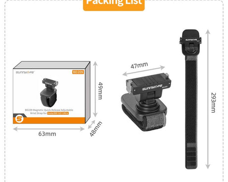 For Insta360 GO Ultra Sunnylife Magnetic Quick-Release Wrist Strap Adjustable Wristband Expansion Band Bicycle Strap Cat Collar, For Insta360 GO Ultra