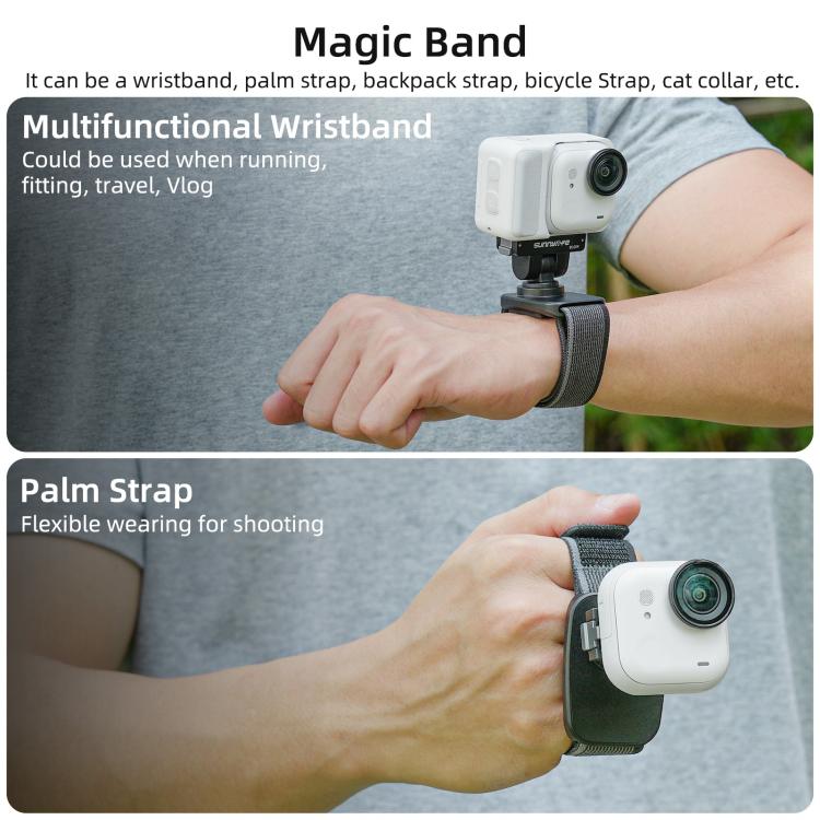 For Insta360 GO Ultra Sunnylife Magnetic Quick-Release Wrist Strap Adjustable Wristband Expansion Band Bicycle Strap Cat Collar, For Insta360 GO Ultra