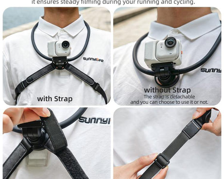 Sunnylife Magnetic POV Neck Mount Hand Free Video Vlog Neck Adjustable Selfie Holder with Body Strap For Insta360 GO Ultra, For Insta360 GO Ultra