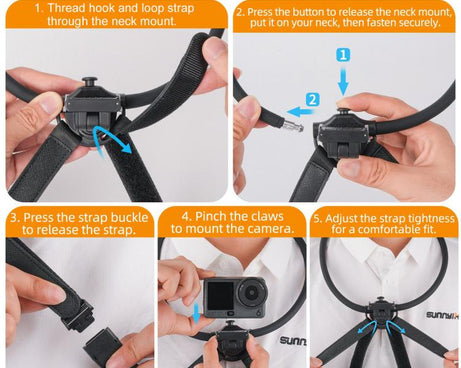 Sunnylife Magnetic POV Neck Mount Hand Free Video Vlog Neck Adjustable Selfie Holder with Body Strap For Insta360 GO Ultra, For Insta360 GO Ultra
