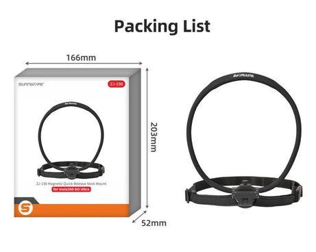 Sunnylife Magnetic POV Neck Mount Hand Free Video Vlog Neck Adjustable Selfie Holder with Body Strap For Insta360 GO Ultra, For Insta360 GO Ultra