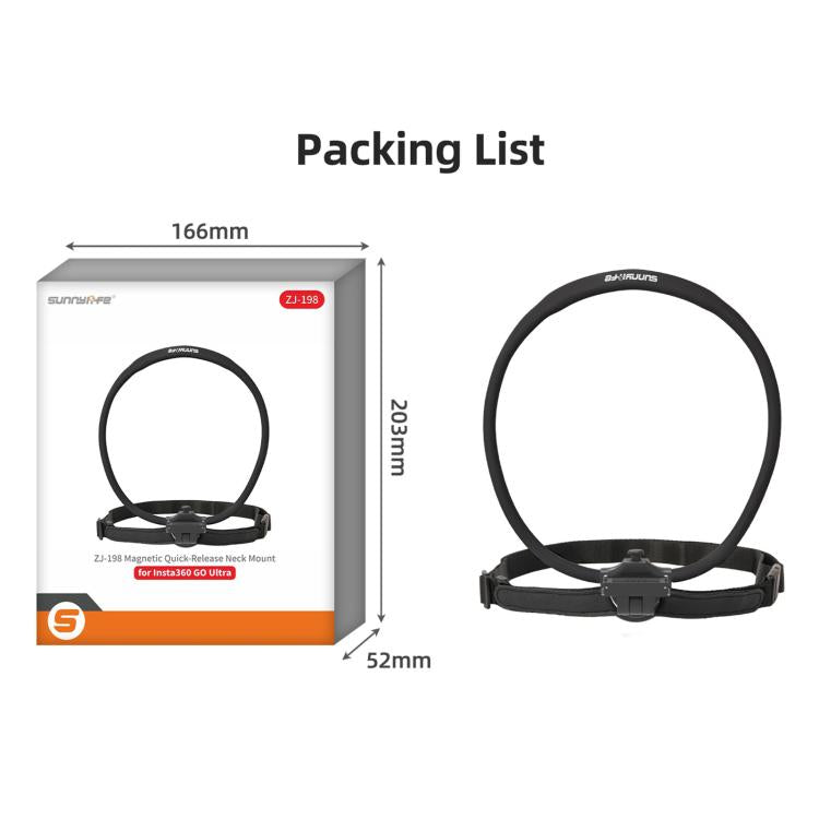 Sunnylife Magnetic POV Neck Mount Hand Free Video Vlog Neck Adjustable Selfie Holder with Body Strap For Insta360 GO Ultra, For Insta360 GO Ultra