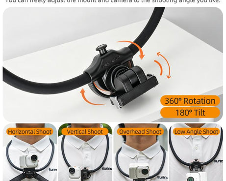 Sunnylife Magnetic POV Neck Mount Hand Free Video Vlog Neck Adjustable Selfie Holder with Body Strap For Insta360 GO Ultra, For Insta360 GO Ultra
